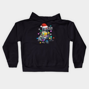British Christmas cat movie party started(blue background) Kids Hoodie